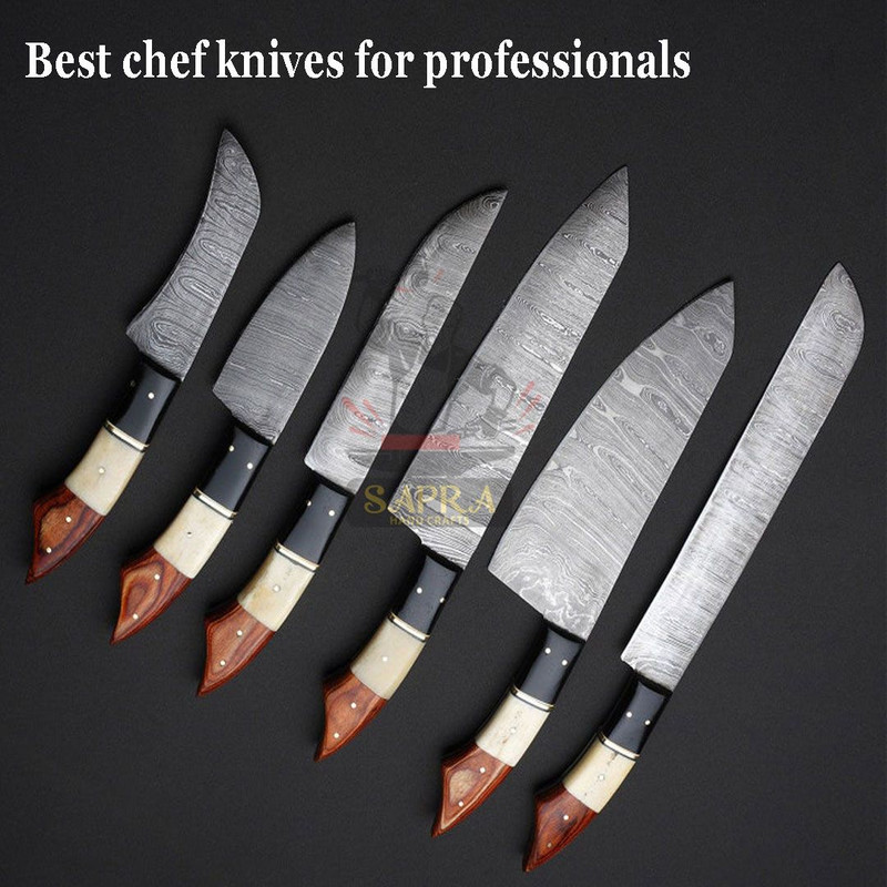 Handcrafteddamascussteelkitchenknifesetleatherrollbag 2