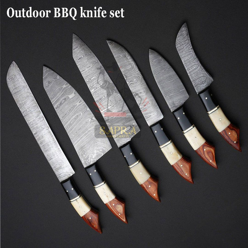 Handcrafteddamascussteelkitchenknifesetleatherrollbag 4