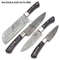Handmade Forged Damascus Steel BBQ Kitchen Knife Set With Leather Roll Bag 4