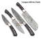 Handmade Forged Damascus Steel BBQ Kitchen Knife Set With Leather Roll Bag 8
