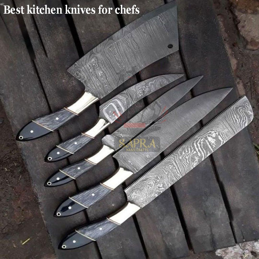 DamascusSteelKitchenKnifeSetLeatherRollBag 2