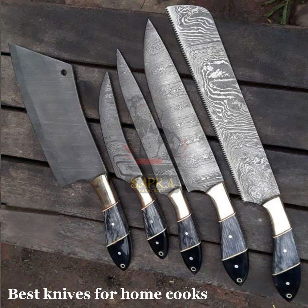 DamascusSteelKitchenKnifeSetLeatherRollBag 1