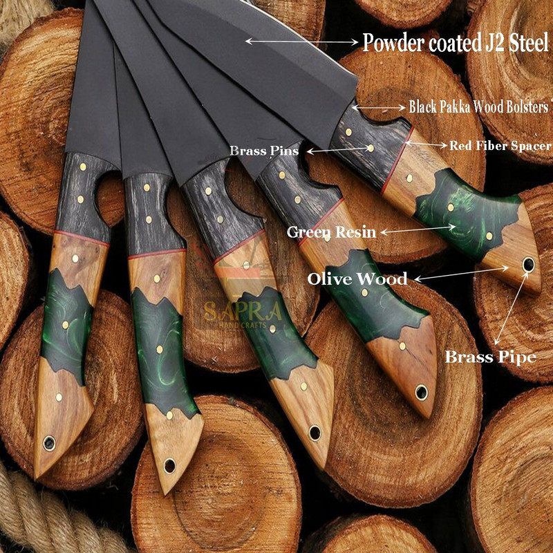 Handcrafted J2 Steel Chef Knife Set Professional Kitchen Knives With Leather Roll Bag 2