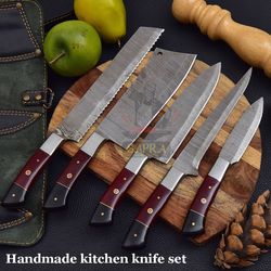 5-piece handmade damascus chef knife set | premium kitchen knives