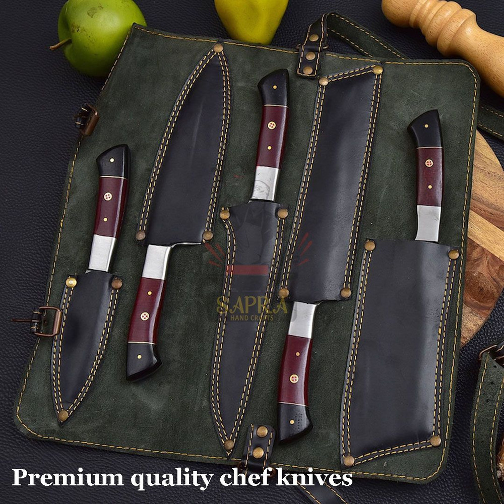 5Piece Handmade Damascus Chef Knife Set  Premium Kitchen Knives 3