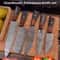 5Piece Handmade Forged Damascus Kitchen Knife Set With Leather Roll Bag 0
