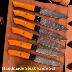 custom-damascus-steel-steak-knives-set-with-leather-roll-bag
