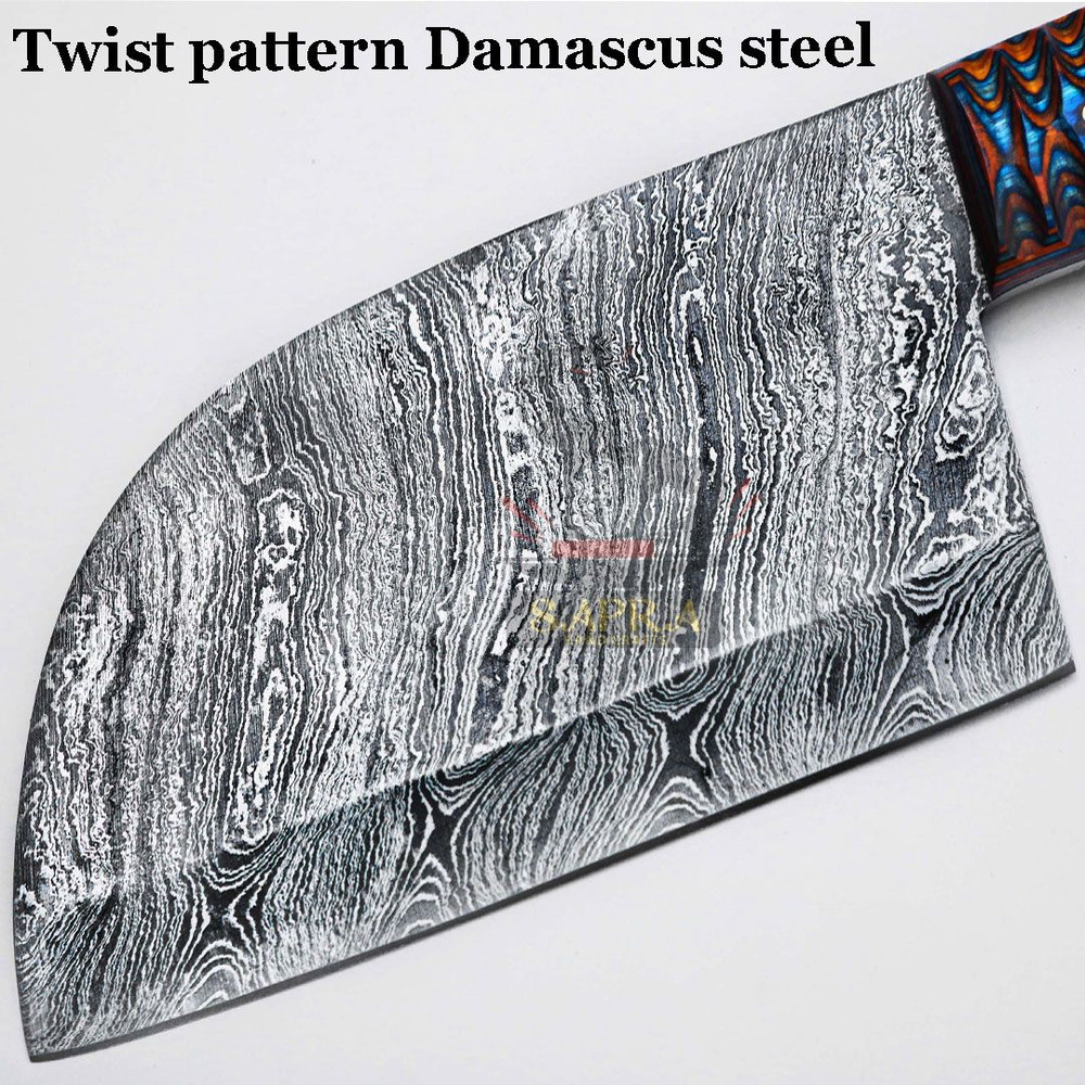 Handmadedamascusserbiancleaverleathersheath 7