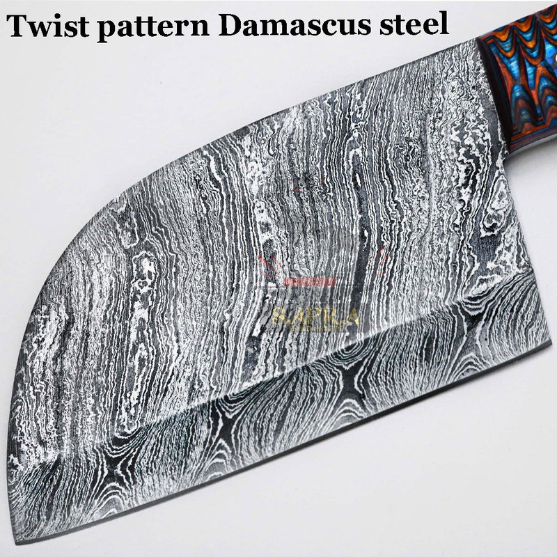 Handmadedamascusserbiancleaverleathersheath 7