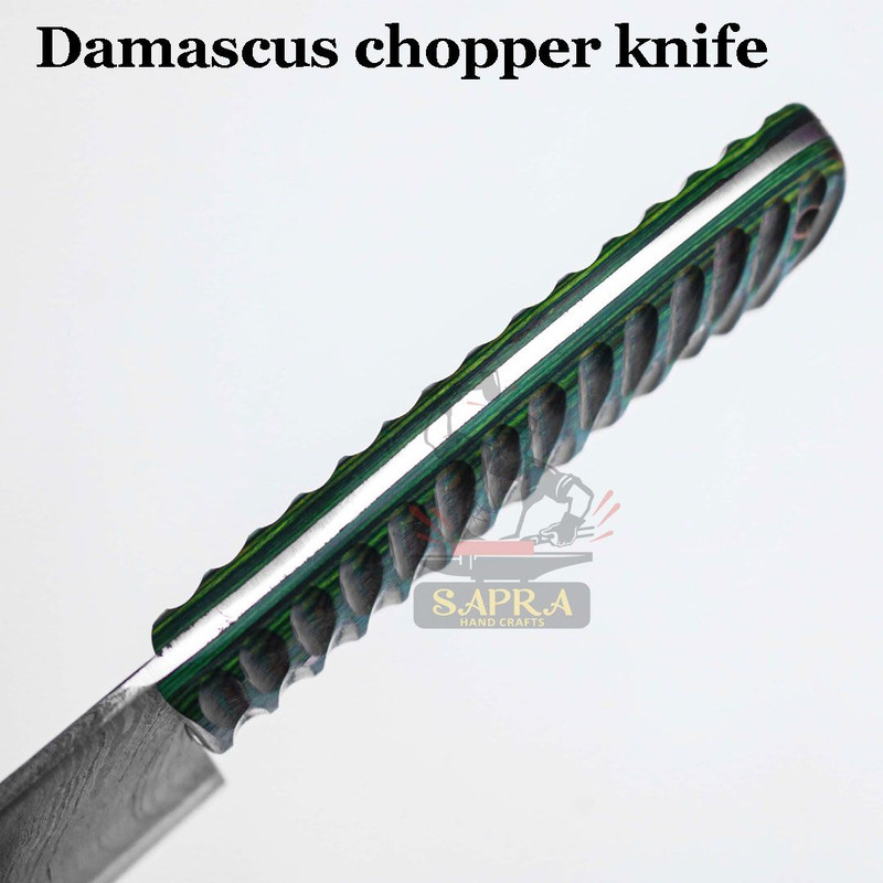 Customdamascusserbiancleavergreenhandle 3
