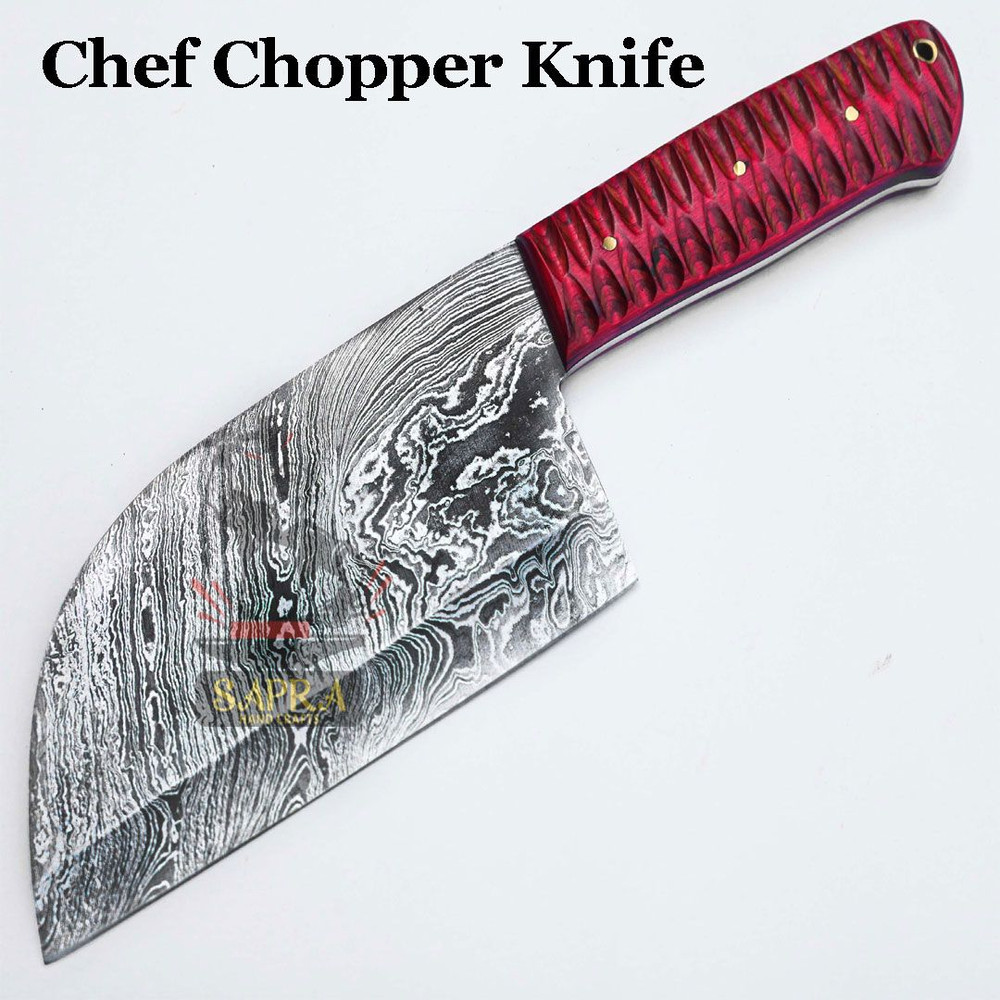 Customdamascusserbiancleaver12inchleathersheath 1