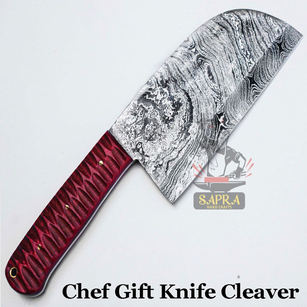 Customdamascusserbiancleaver12inchleathersheath 2