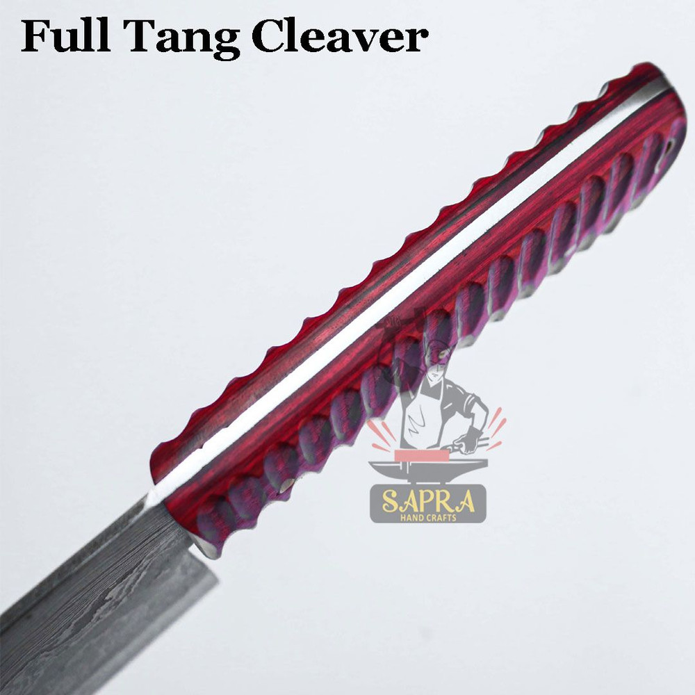 Customdamascusserbiancleaver12inchleathersheath 4