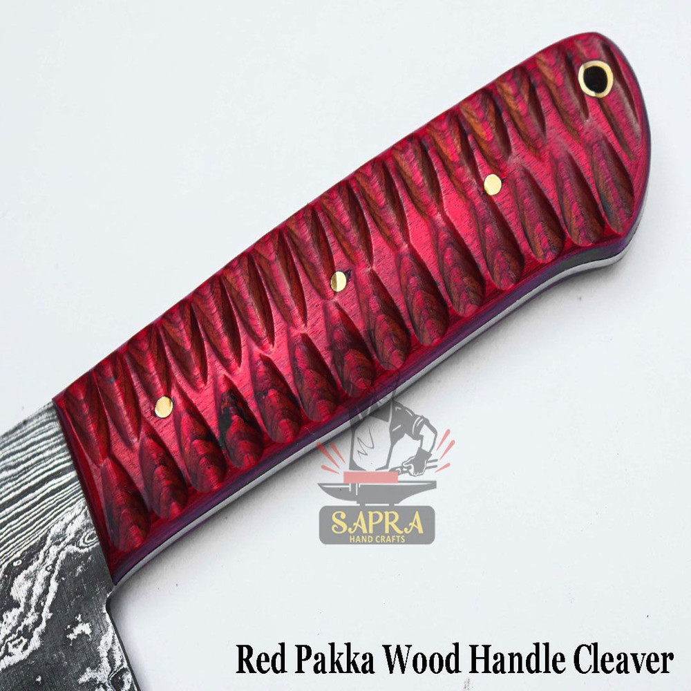 Customdamascusserbiancleaver12inchleathersheath 6