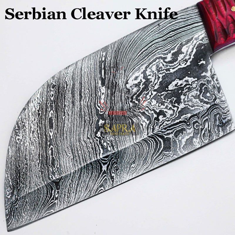 Customdamascusserbiancleaver12inchleathersheath 8