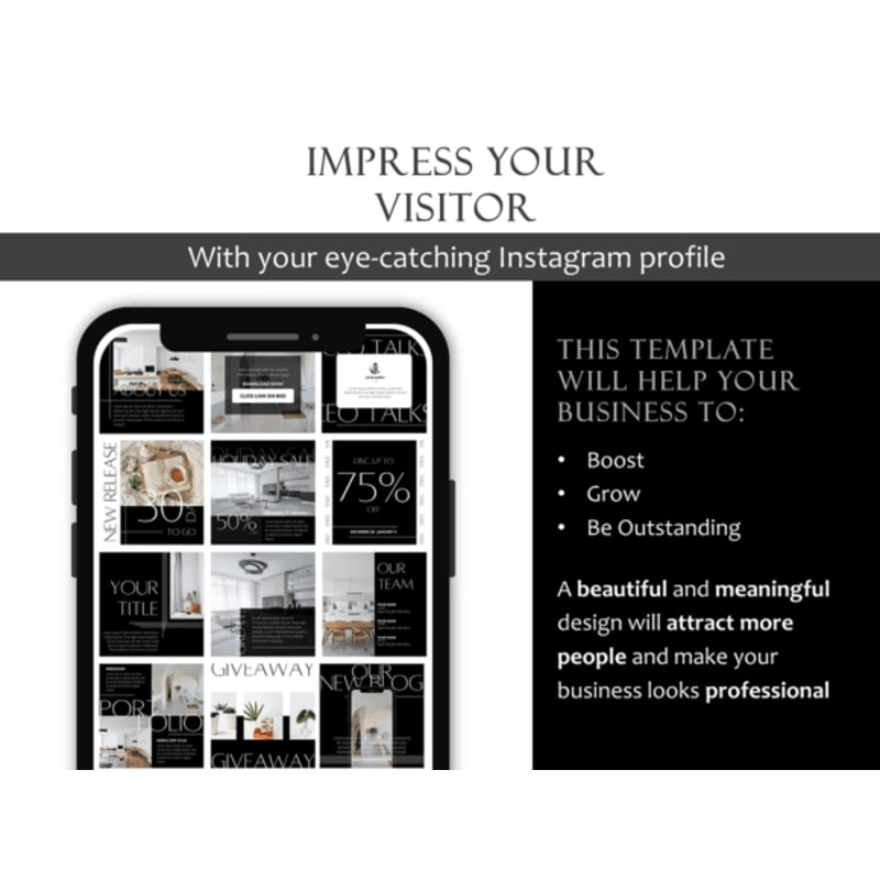 140 Dark Instagram Template KIT BUNDLE 2