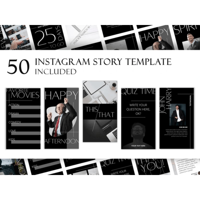 140 Dark Instagram Template KIT BUNDLE 3