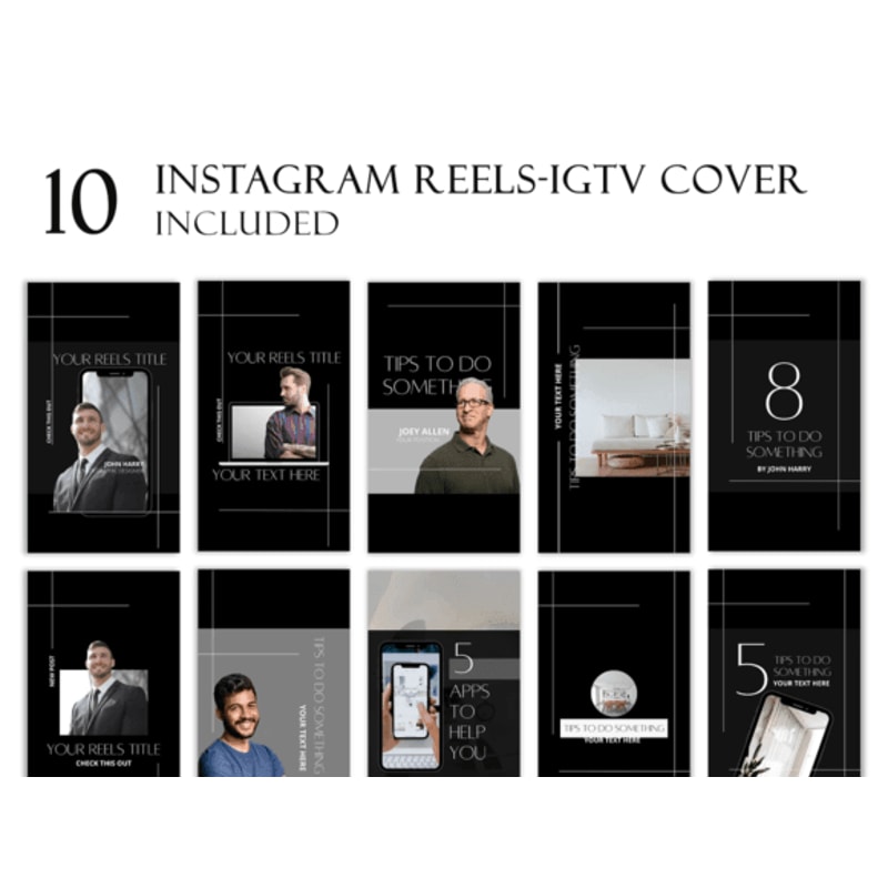 140 Dark Instagram Template KIT BUNDLE 4