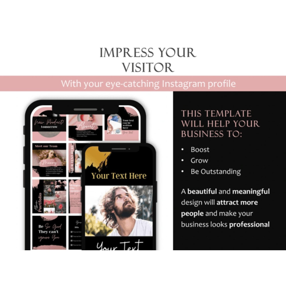 Ultimate Instagram Pack 200 Canva Templates For Posts Stories Black Pink Instagram Boost Bundle 2