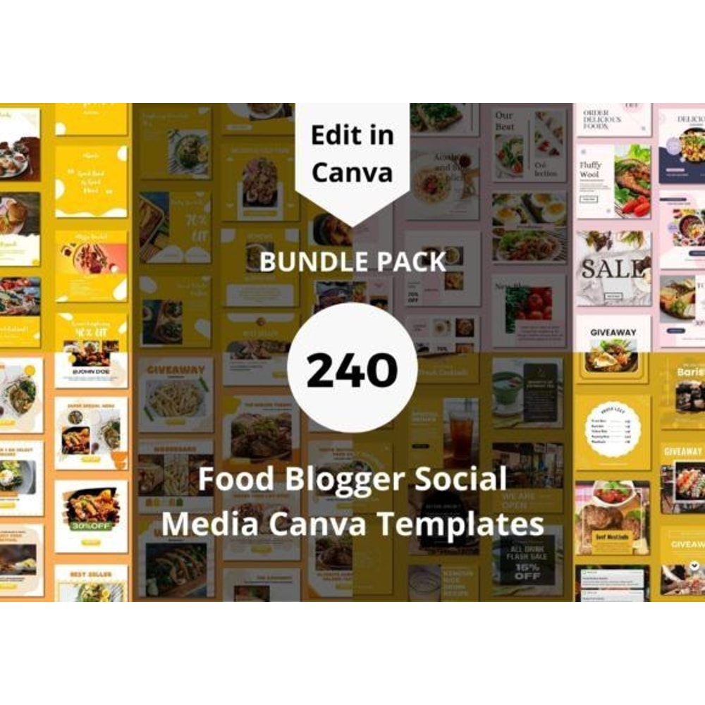 240 Food Blogger Social Media Templates 0