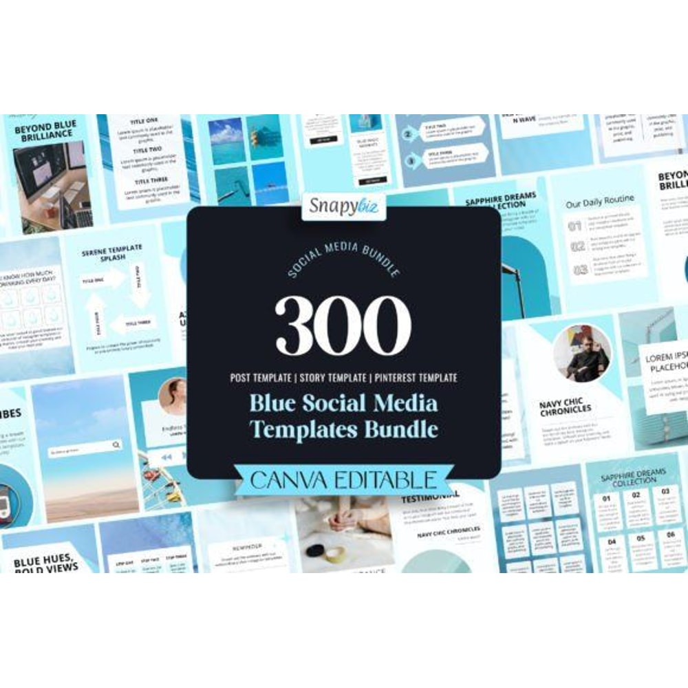 300Blue Social Media Templates Bundle Royal Blue Templates Business Post Social Media Post Set Of 3 0