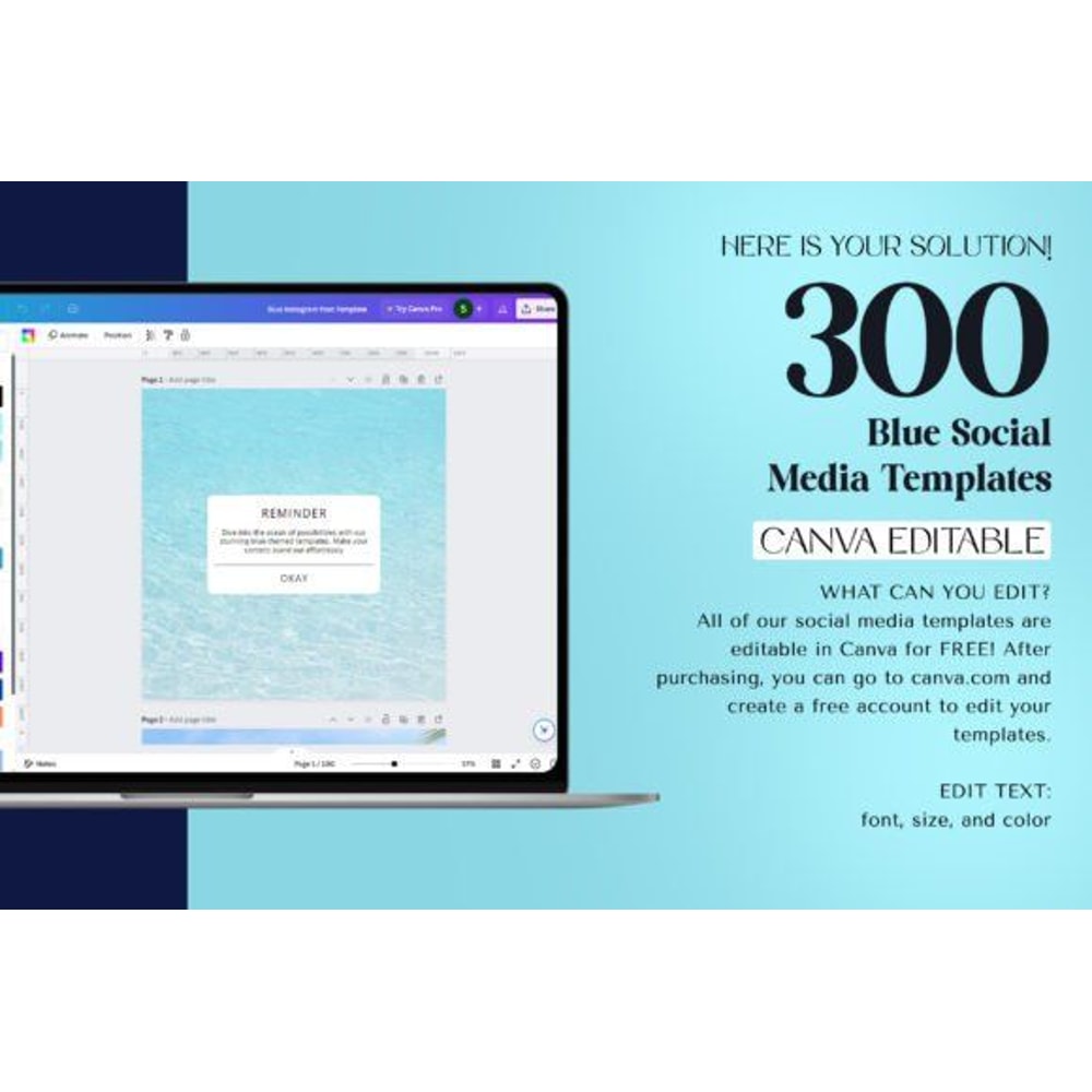 300Blue Social Media Templates Bundle Royal Blue Templates Business Post Social Media Post Set Of 3 2