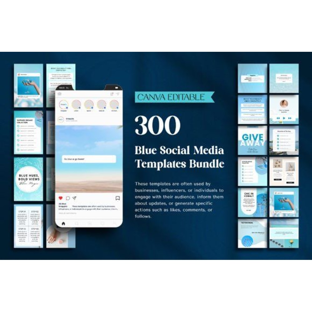 300Blue Social Media Templates Bundle Royal Blue Templates Business Post Social Media Post Set Of 3 1