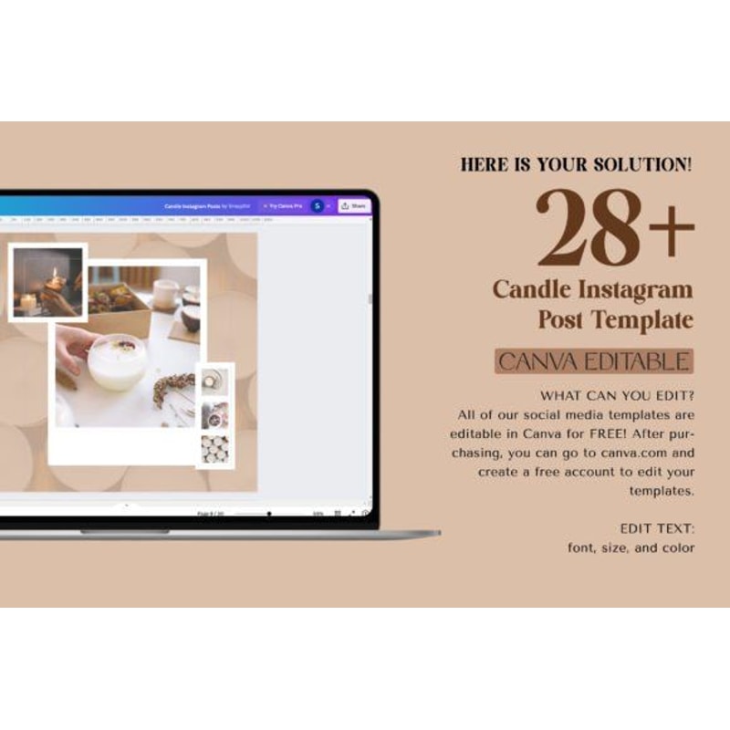 Candle Instagram Post Templates For Canva Boost Your Candle Business Social Media Template 1