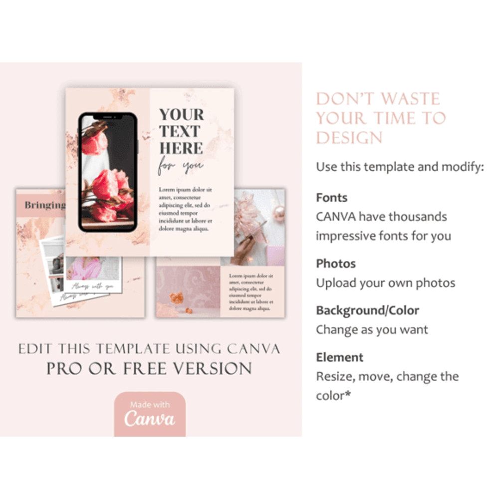 Rose Gold Instagram Canva Template 5