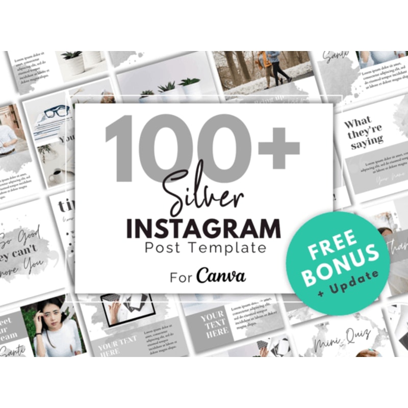 Silver Instagram Post Template Canva 0