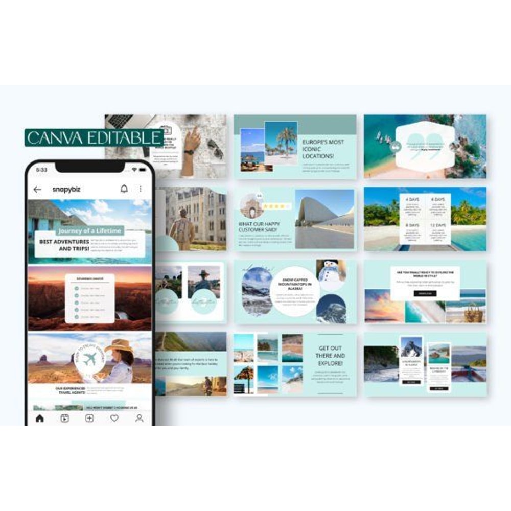 Travel Agency All In One Bundle Canva Travel Agency Instagram Travel Marketing Travel Quotes Travel 5