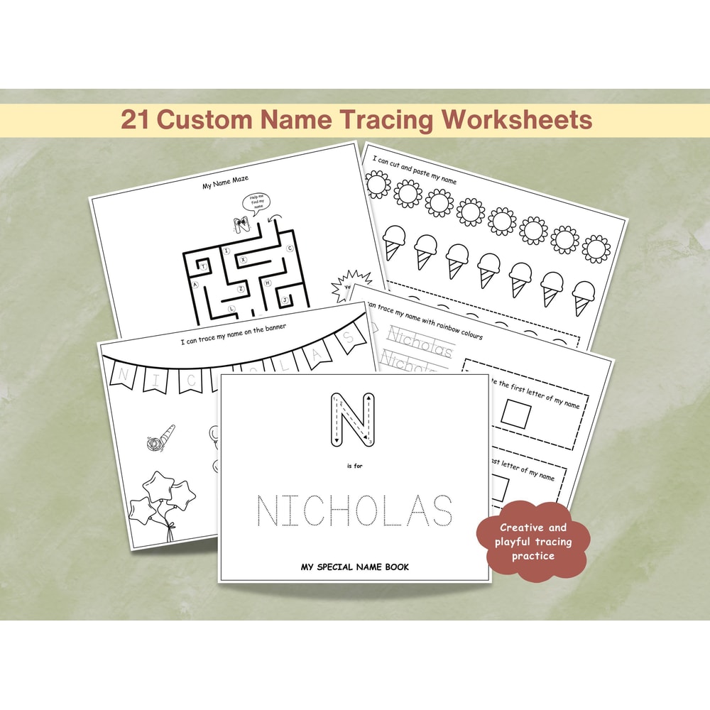 Custom Name Tracing Worksheets Personalized Fun Learning Activities 21 Printable Pages 0