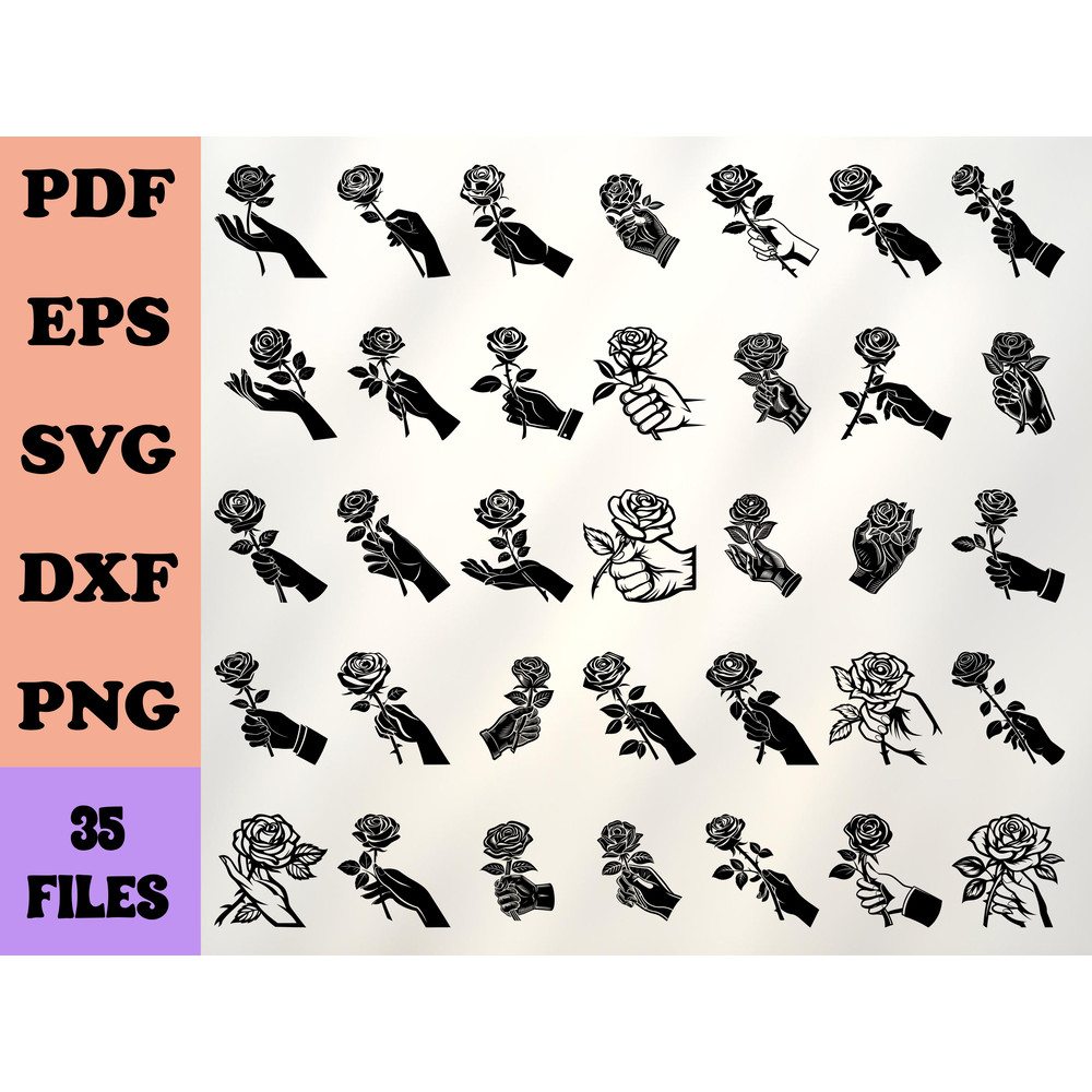Hand Holding Rose Svg Bundle 0