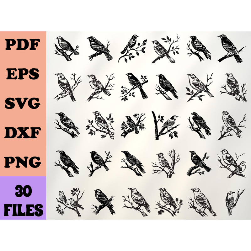 Birds On Branches Svg 0