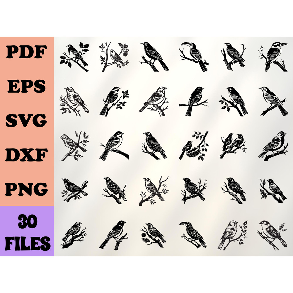 Birds On Branches Svg 3 0