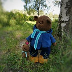 Teddy Bear crocheted amigurumi in clothes bear as a gift souvenir Interior toy bear handmade crochet toys