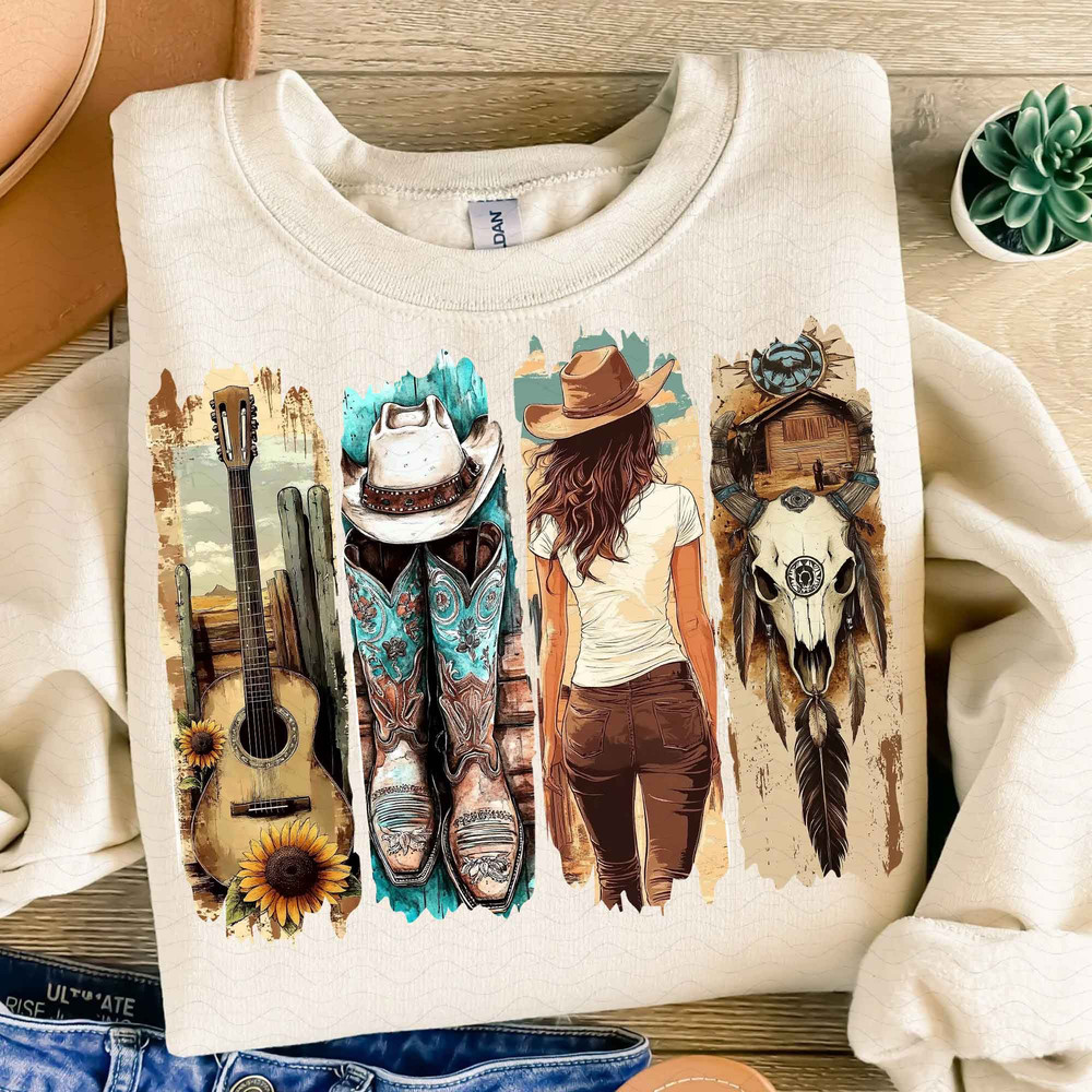 Western Cowgirl Png Cowboy Boots Png Cowprint Png Western Turquoise Png Sunflower Png Country Brush 1