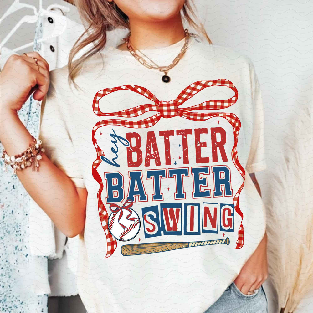 Retro Baseball Batter Batter Swing PNG Checkered Baseball Coquette Png Game Day Baseball Coquette P 1