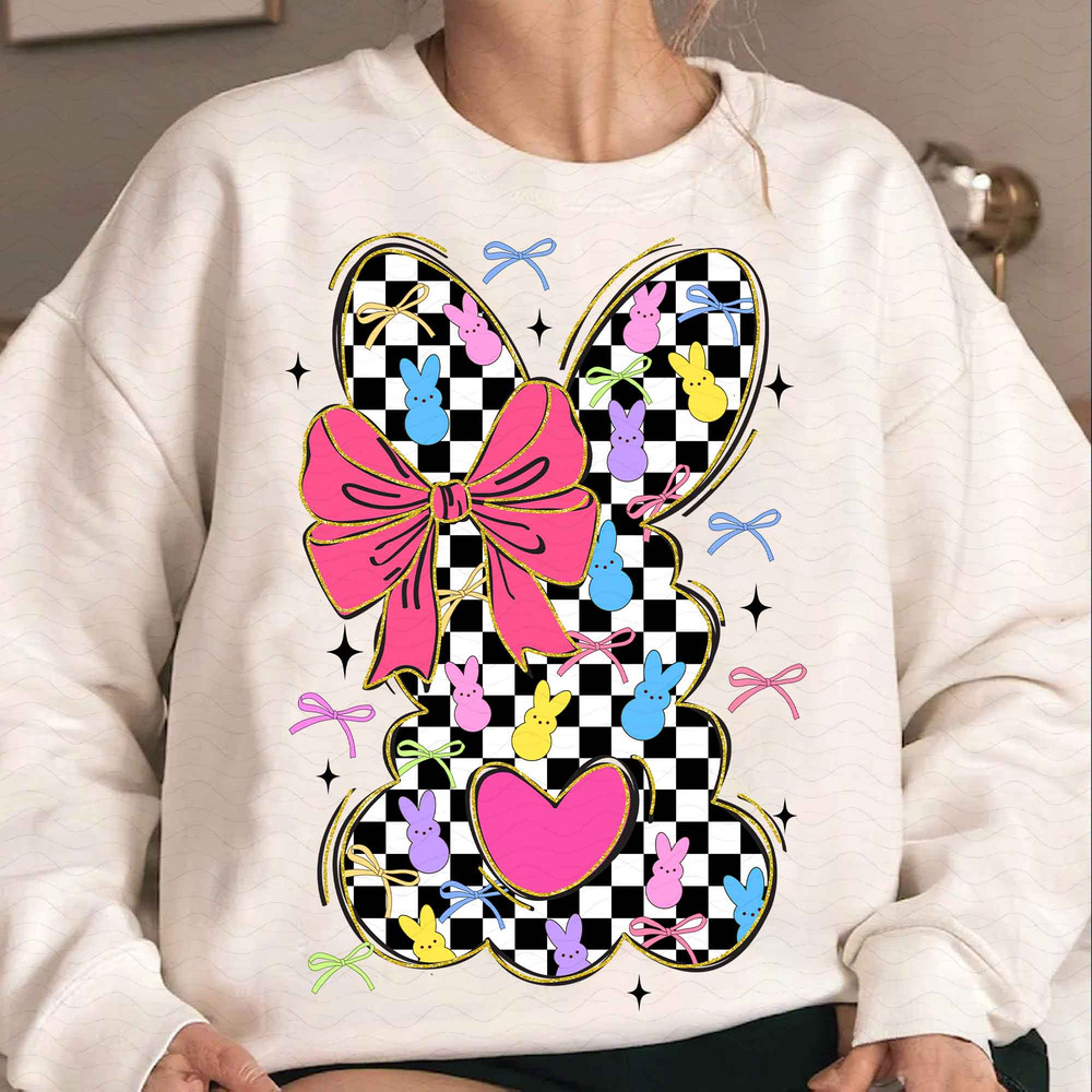 Retro Checkered Easter Coquette Bow Png Easter Png Easter Bow Png Easter Bunny Png Easter Shirt Des 0