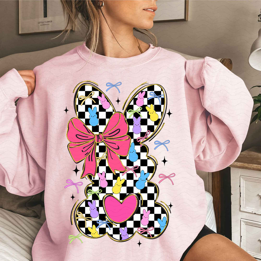 Retro Checkered Easter Coquette Bow Png Easter Png Easter Bow Png Easter Bunny Png Easter Shirt Des 1