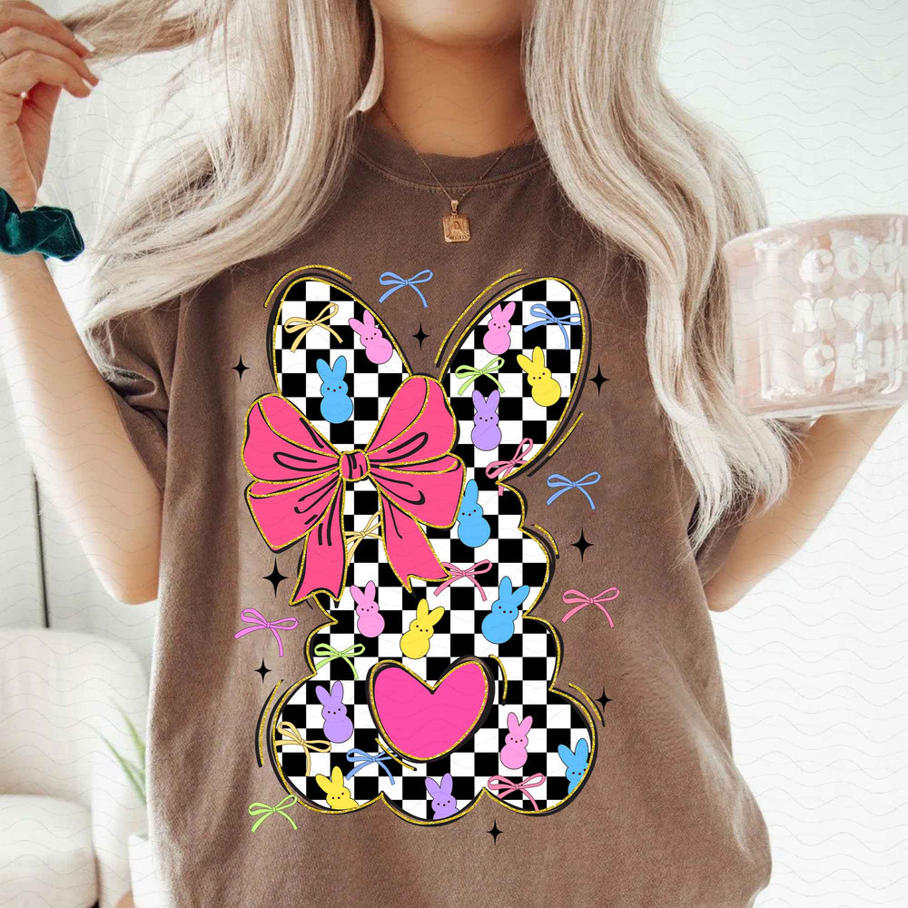 Retro Checkered Easter Coquette Bow Png Easter Png Easter Bow Png Easter Bunny Png Easter Shirt Des 3