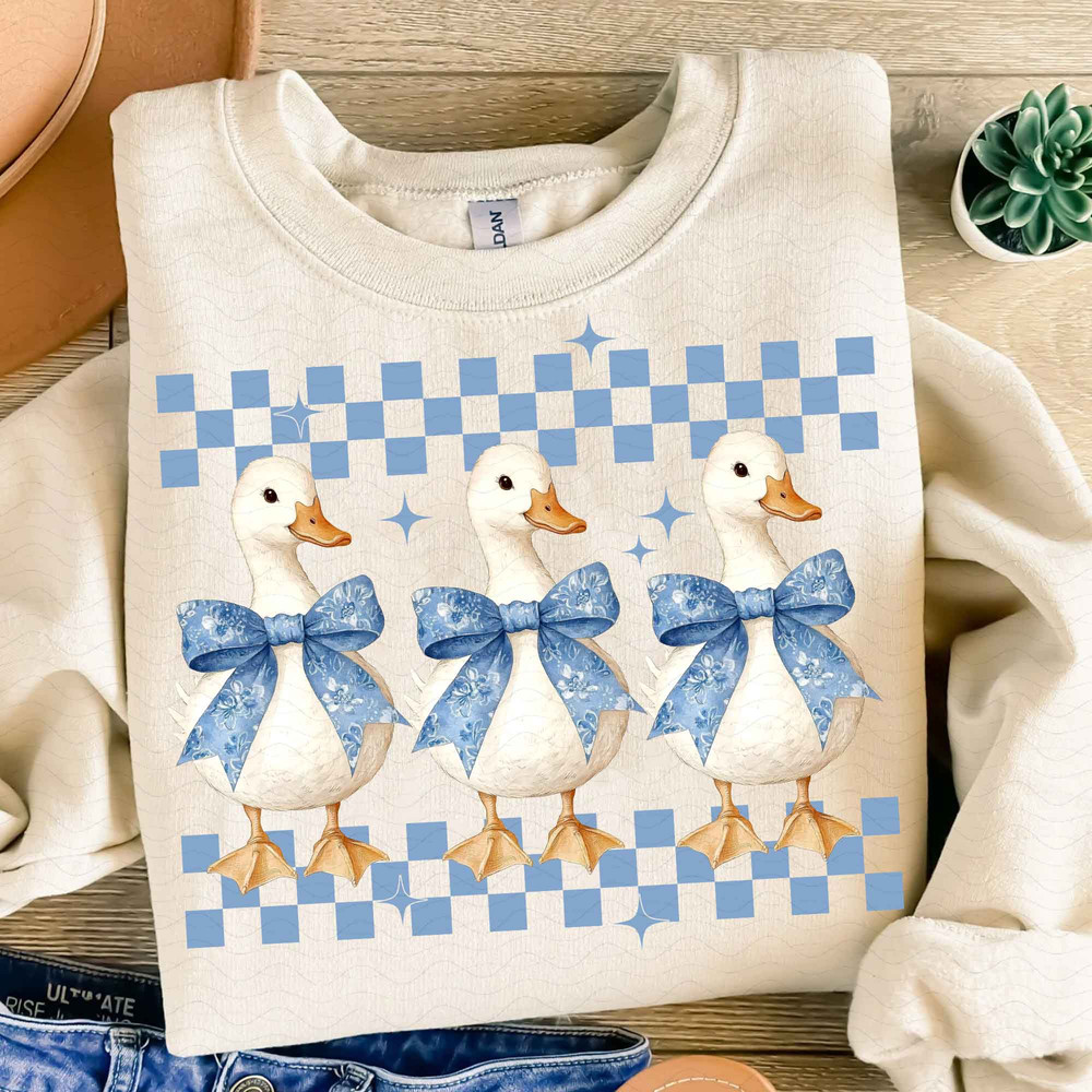 Cute Coquette Png Goose Png Goose Lover Sublimation Blue Toile Coquette Png Checkered Girly Png Goo 0