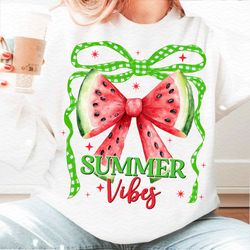 retro summer vibes png, watermelon bow sublimation, checkered bow, cute summer shirt, trendy summer design, girly summer