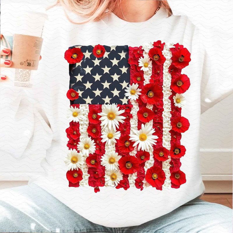 American Flag Png 4th Of July Png Memorial Png Floral America USA Png Patriotic Png Girly Png USA P 0