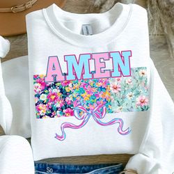 amen coquette bow png, preppy amen flower png, retro easter png, easter christian png, spring png, bible verses png, vin