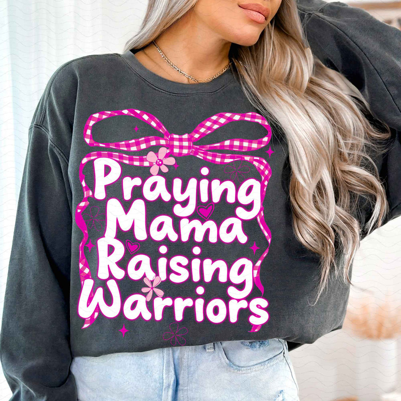 Praying Mama Raising Warriors Png Floral Mama Png Retro Mama Png Wildflower Coquette Mama Png Mothe 0