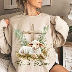 true easter png, he is risen, lamb crown of thorn cross palm jesus christ christian religious bible verses digital subli