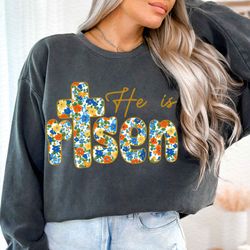 he is risen png, floral glitter risen png, easter png, floral easter sublimation design, easter christian png, christian