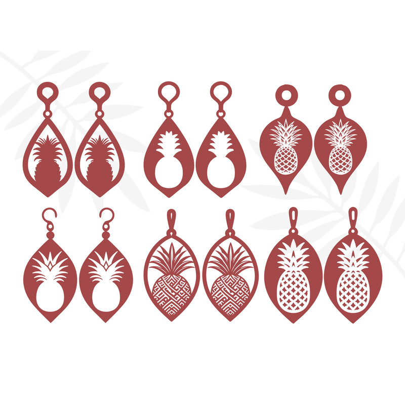 Pineapple Earrings Template Svg Bundle 0