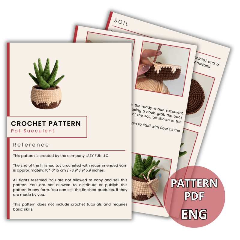 Potted Flower Crochet PDF Crochet Succulent Pot Plant Pattern Amigurumi Succulent DIY Flowered Cro 4